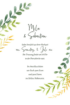 Hochzeitseinladungen flora (gold) grün Hochzeitseinladungen flora (gold) grün