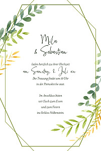 Hochzeitseinladungen gold flora grün Hochzeitseinladungen gold flora grün