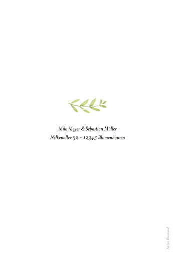 Hochzeitseinladungen Flora Grün - Rückseite Hochzeitseinladungen Flora Grün - Rückseite