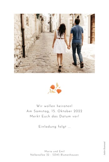 Save-the-Date Karten Vier Jahreszeiten Fallen - Rückseite Save-the-Date Karten Vier Jahreszeiten Fallen - Rückseite