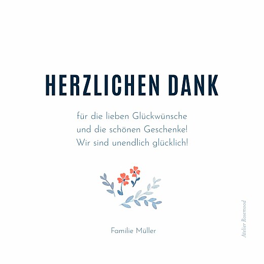 Dankeskarten Kleine Frühlingsblümchen Blau - Rückseite Dankeskarten Kleine Frühlingsblümchen Blau - Rückseite