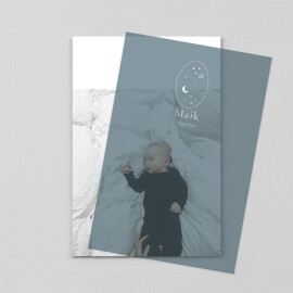 Geburtskarten Kleiner Astronaut (Transparentpapier) Blau