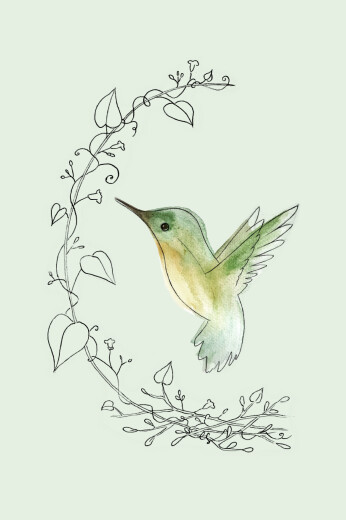 Grußkarten Kleiner Kolibri Grün - Vorderseite