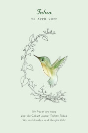 Geburtskarten Kleiner Kolibri (Hoch) Grün
