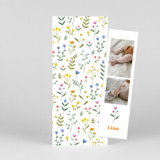 Geburtskarten Wildblumenwiese (Fotostreifen) Weiß