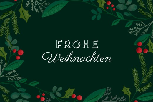 Weihnachtskarten geschäftlich Winterberry (Lang) Grün - Seite 1 Weihnachtskarten geschäftlich Winterberry (Lang) Grün - Seite 1