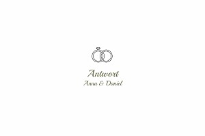 Antwortkarte hochzeit piktogramme (lang) weiß Antwortkarte hochzeit piktogramme (lang) weiß
