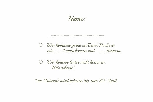 Antwortkarte Hochzeit Piktogramme (lang) Weiß - Rückseite