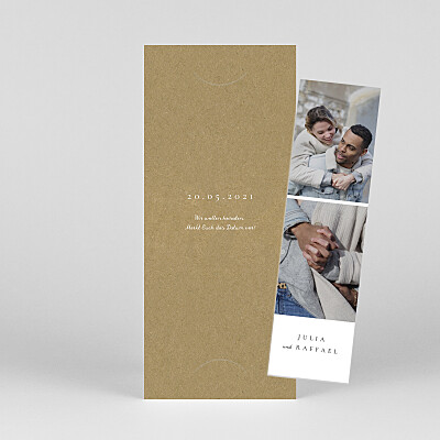 Save-the-date karten beige bild-hochzeit (fotostreifen) kraft Save-the-date karten beige bild-hochzeit (fotostreifen) kraft