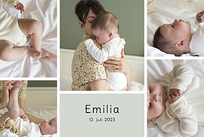 Geburtskarten Erste erinnerungen (lang) 5 fotos grün finition