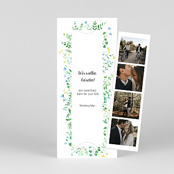 Save-the-date karten blumenrahmen (fotostreifen) weiß Save-the-date karten blumenrahmen (fotostreifen) weiß