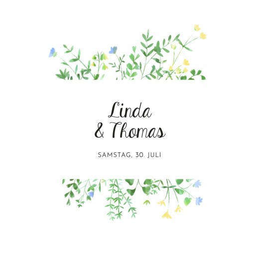 Hochzeitseinladungen Blumenrahmen (Klappkarte) Weiß - Seite 1