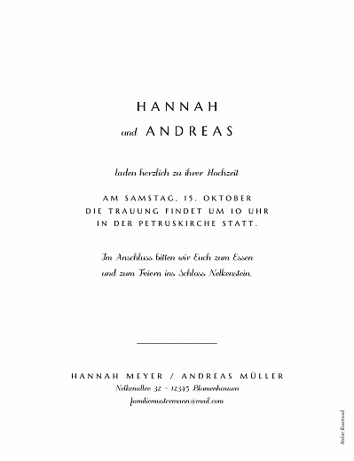 Hochzeitseinladungen Zartes Laubwerk Kraft - Rückseite Hochzeitseinladungen Zartes Laubwerk Kraft - Rückseite
