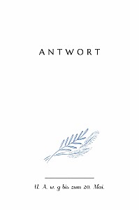 Antwortkarte hochzeit zartes laubwerk (hoch) blau Antwortkarte hochzeit zartes laubwerk (hoch) blau
