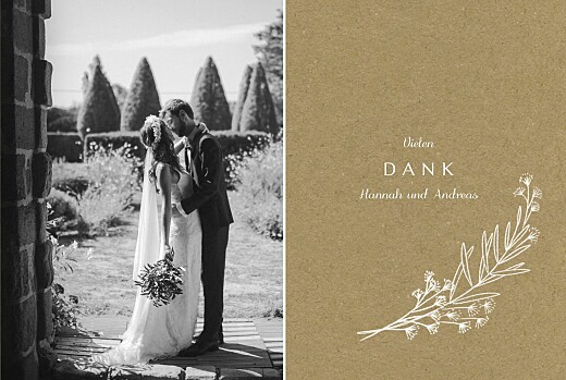 Dankeskarten Hochzeit Zartes Laubwerk (Klappkarte) Kraft - Seite 1 Dankeskarten Hochzeit Zartes Laubwerk (Klappkarte) Kraft - Seite 1