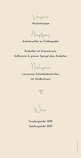 Menükarte Hochzeit Landblume Weiß - Rückseite Menükarte Hochzeit Landblume Weiß - Rückseite