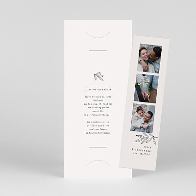 Hochzeitseinladungen klassisch zarter ast (fotostreifen) beige Hochzeitseinladungen klassisch zarter ast (fotostreifen) beige