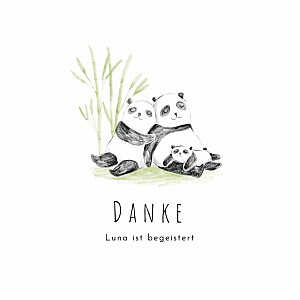 Dankeskarten modern pandafamilie weiß Dankeskarten modern pandafamilie weiß