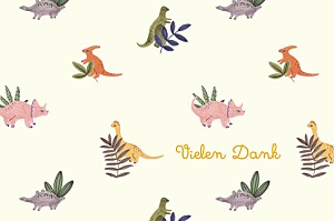 Dankeskarten mädchen dino beige Dankeskarten mädchen dino beige