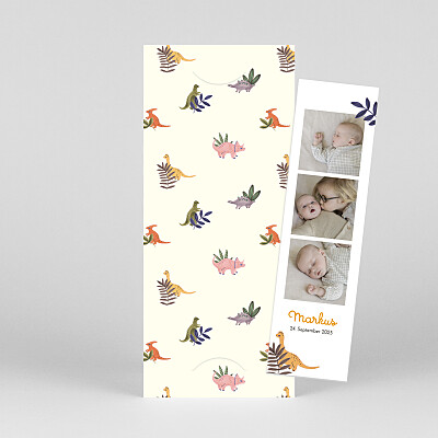 Geburtskarten weiß dino (fotostrein) beige Geburtskarten weiß dino (fotostrein) beige
