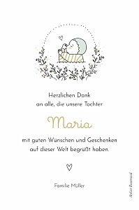 Dankeskarten mädchen lovely baby weiß Dankeskarten mädchen lovely baby weiß