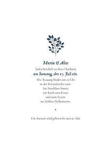 Hochzeitseinladungen blau blumenornament (hochformat) blau Hochzeitseinladungen blau blumenornament (hochformat) blau