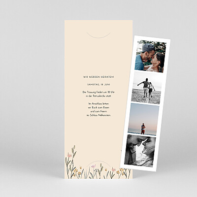 Hochzeitseinladungen modern landblume (fotostreifen) weiß Hochzeitseinladungen modern landblume (fotostreifen) weiß