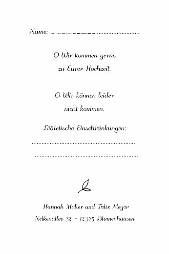 Antwortkarte Hochzeit Baumgeist (Hochformat) Weiß - Rückseite