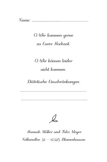 Antwortkarte Hochzeit Baumgeist (Hochformat) Kraft - Rückseite