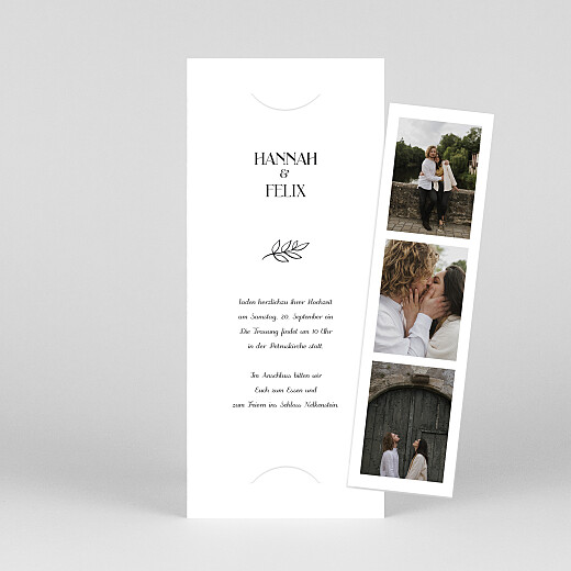 Hochzeitseinladungen Baumgeist (Fotostreifen) Weiß - Ansicht 1 Hochzeitseinladungen Baumgeist (Fotostreifen) Weiß - Ansicht 1
