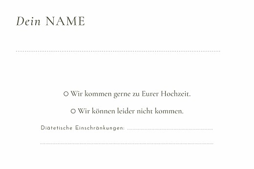 Antwortkarte Hochzeit Laure de Sagazan II (Gold) Weiß und Grün - Rückseite Antwortkarte Hochzeit Laure de Sagazan II (Gold) Weiß und Grün - Rückseite