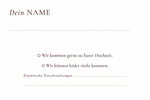 Antwortkarte Hochzeit Laure de Sagazan II Rosenholz - Rückseite