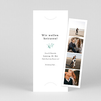 Save-the-date karten aquarellkranz (fotostreifen) weiß Save-the-date karten aquarellkranz (fotostreifen) weiß