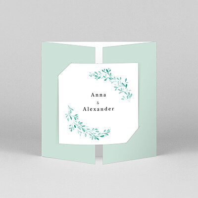 Hochzeitseinladungen aquarellkranz (duo) grün Hochzeitseinladungen aquarellkranz (duo) grün