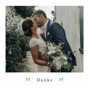 Dankeskarten Hochzeit Aquarellkranz (Klappkarte) Weiß Dankeskarten Hochzeit Aquarellkranz (Klappkarte) Weiß
