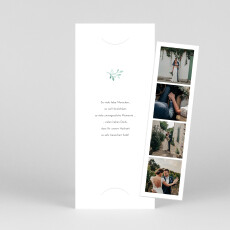Dankeskarten Hochzeit Aquarellkranz (Fotostreifen) Weiß