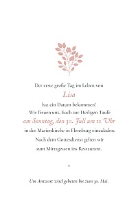 Taufeinladungen modern blumenornament rosa Taufeinladungen modern blumenornament rosa