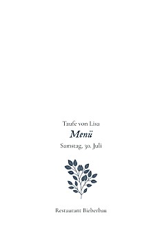 Menükarten taufe blumenornament blau Menükarten taufe blumenornament blau