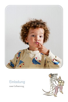Einladungskarten kindergeburtstag ernest und célestine (hochformat) blau Einladungskarten kindergeburtstag ernest und célestine (hochformat) blau