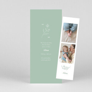 Geburtskarten Lilie (Fotostreifen) Zartgrün