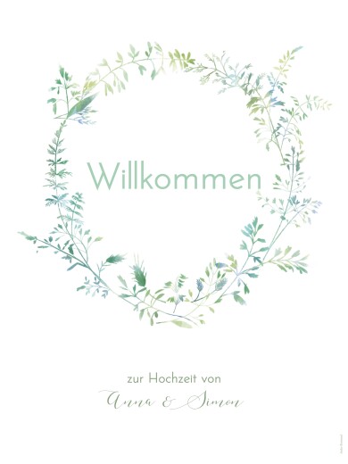 Willkommensschild Hochzeit Sommerwiese Grün - Vorderseite Willkommensschild Hochzeit Sommerwiese Grün - Vorderseite