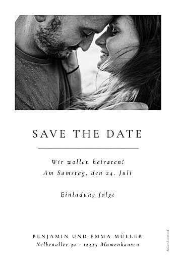 Save-the-Date Karten Kostbare Momente (4 Fotos) Weiß - Rückseite Save-the-Date Karten Kostbare Momente (4 Fotos) Weiß - Rückseite