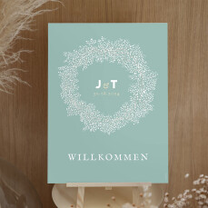 Willkommensschild Hochzeit Blumenkranz Grün Willkommensschild Hochzeit Blumenkranz Grün