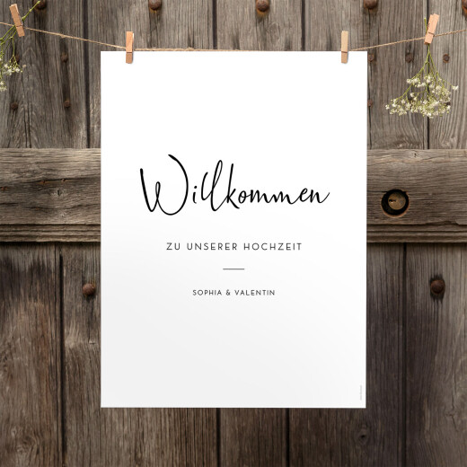 Willkommensschild Hochzeit Zeitgeist Weiß - Ansicht 2 Willkommensschild Hochzeit Zeitgeist Weiß - Ansicht 2