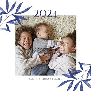 Weihnachtskarten blau lorbeer (quadrat) blau Weihnachtskarten blau lorbeer (quadrat) blau