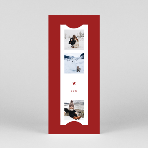 Weihnachtskarten Elegant Stern (Fotostreifen) Rot - Ansicht 2