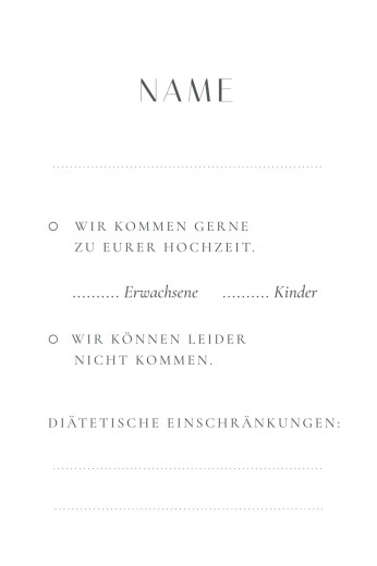 Antwortkarte Hochzeit Waldtanz (Hoch) Beige - Rückseite Antwortkarte Hochzeit Waldtanz (Hoch) Beige - Rückseite