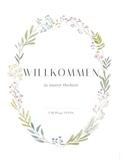 Willkommensschild Hochzeit Waldtanz Weiß - Vorderseite Willkommensschild Hochzeit Waldtanz Weiß - Vorderseite