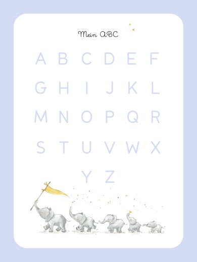 Poster groß Alphabet der Elefanten Zartrosa - Vorderseite