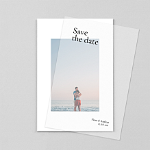 Save-the-Date Karten Dezent kleines Hochformat (Transparentpapier) Weiß